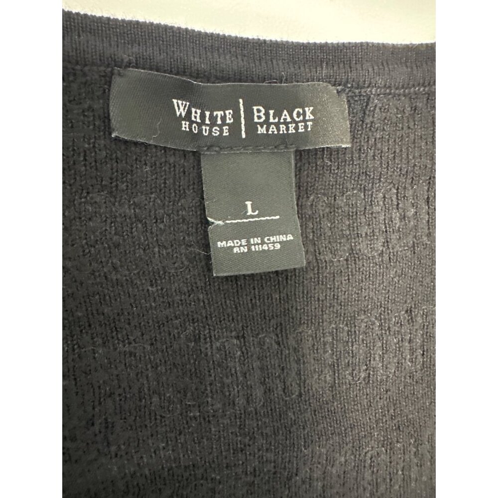 White House Black Market Women Long Sleeves Pullover Sweater Dress Black Sz L - Picture 8 of 9